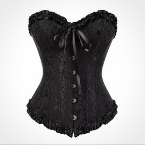 NWT Sexy Lace Up Corset Boned Waist Floral Brocade Bustier Slimming L 2XL 3XL